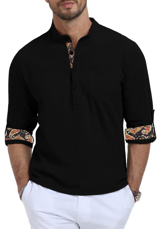  KUYIGO Men's Henley Shirt Long-Sleeved