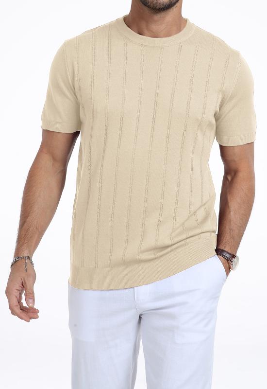 KESIHAN Men's Knit Shirt Short Sleeve Crew Neck Ca