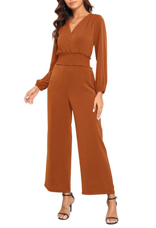 YUNDAI Womens Jumpsuit Fall Long Sleeve V Neck Cas