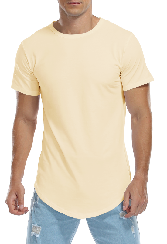 KESIHAN Men's Hip Hop Wave Round Hem T-Shirt Round