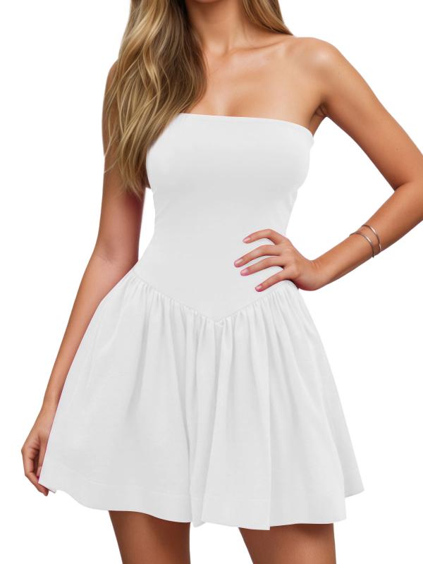 MAOECO Womens Summer Strapless Mini Dress 