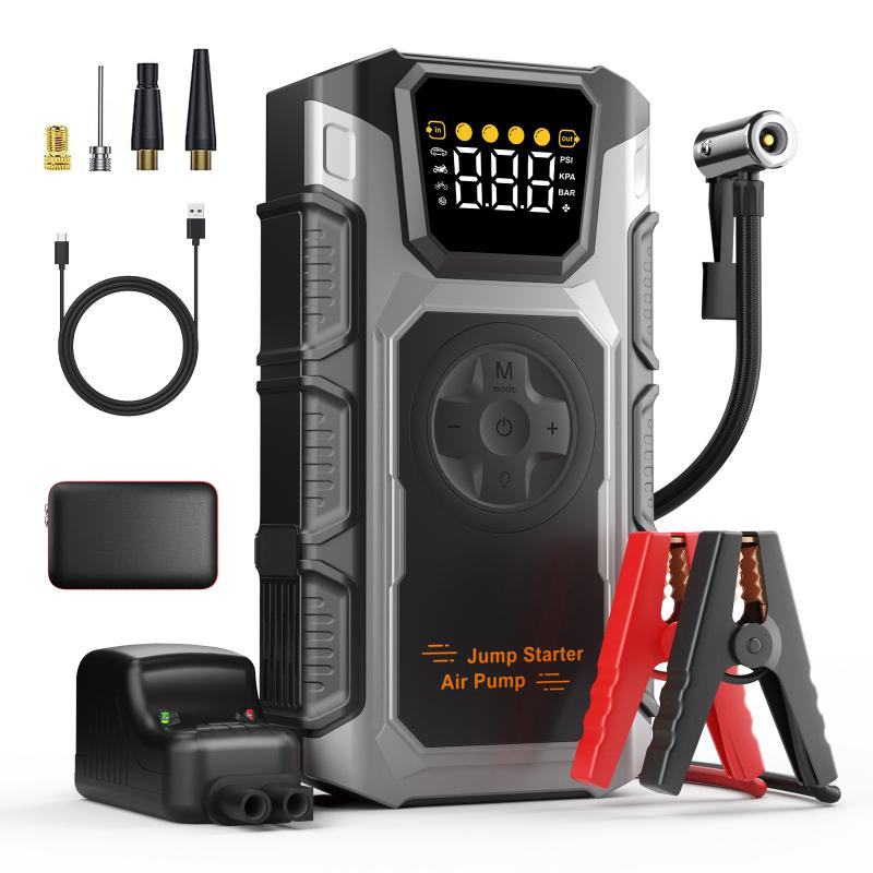 【Deals】Amazon Coupon Codes Jump Starter with Air Compressor, 4000A Portable Car Battery Jump Starter Battery Pack, 12V Car Jump Box Car Battery Jumper Starter 150PSI Car Tire Inflator (Up to 8.0 Gas/7.5L Diesel)