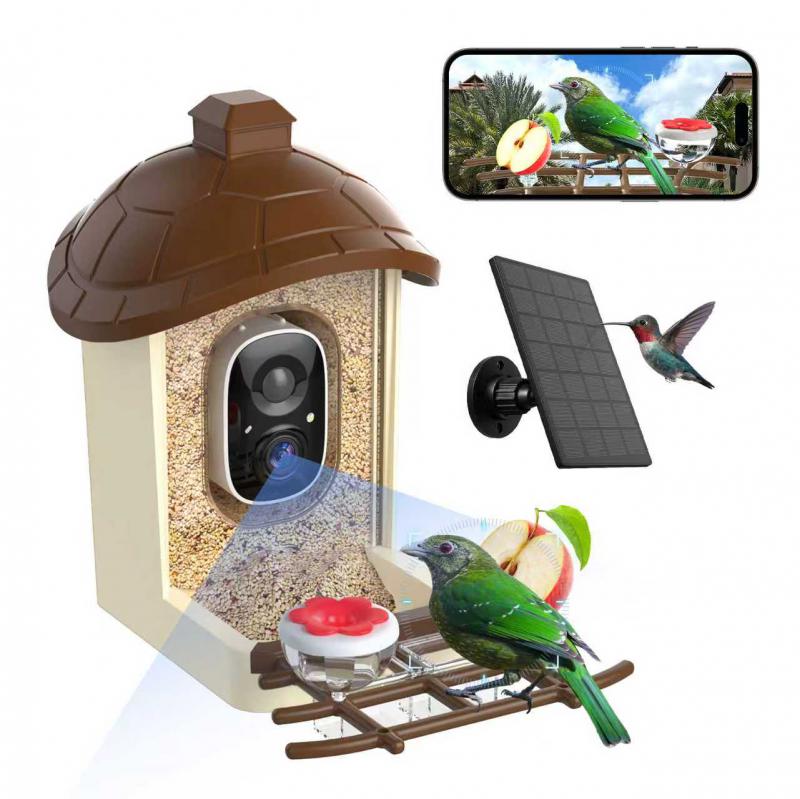 Bird Feeder with Camera, 2K HD Live Video, Smart Bird Cam Solar Powered with AI Birds Species Identification